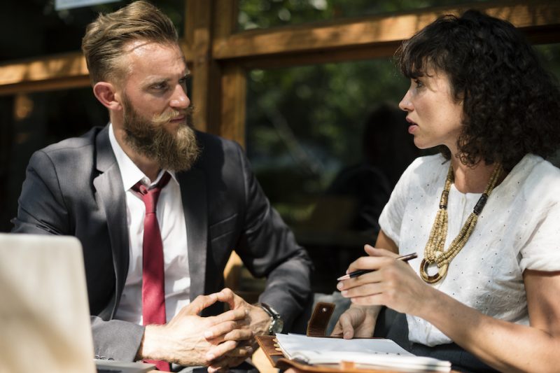 Man and woman having a conversation